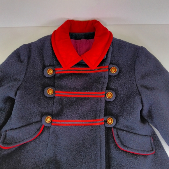 Vintage Rothchild USA Union Made wool Melton Fancy Coat + Brass Crested Buttons - Picture 3 of 14